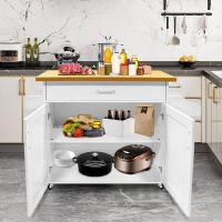 Mueble de cocina con encimera, 115 x 36 x 90 cm, cajón y armario, carrito de cocina con ruedas, carrito de madera para servir de cocina, estilo rústico, color blanco - details 5