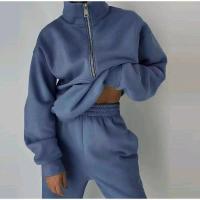 Conjunto de sudadera y pantalones de chándal de lana con cremallera, ropa deportiva informal, moda urbana, 2 piezas - details 17