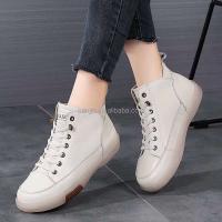 Nuevos zapatos gruesos de cuero de vaca auténtico personalizados con marca que aumenta la altura para mujer, zapatillas de deporte con plataforma interior con cordones para niña - details 3