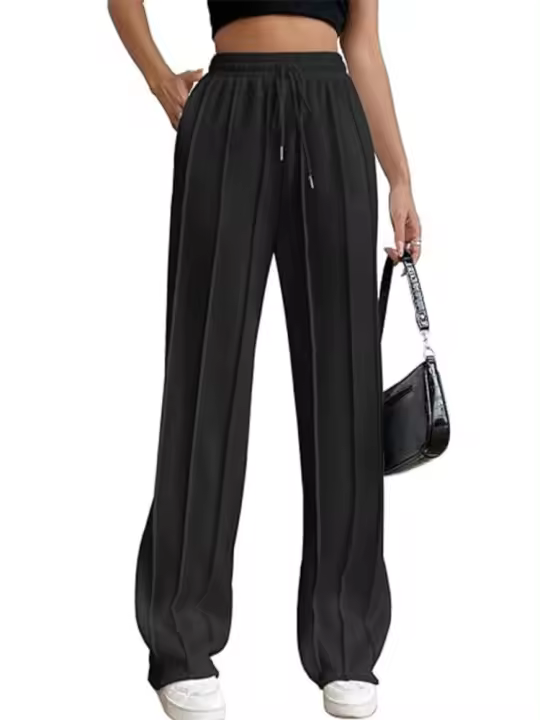 Pantalones de cintura alta para mujer Leggings rectos y sólidos Moda Nuevo nd - 1