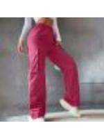 Pantalones cargo rectos a la moda para mujer, pantalones informales con cintura elástica para mujer - details 2