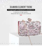 Bolso de mano con cadena y diamantes de imitación para mujer, Cartera de noche para boda y fiesta - details 2
