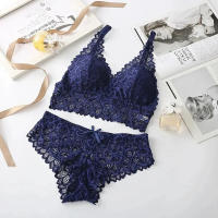 Conjunto de ropa interior para mujer, conjunto de sujetador sin aros sin costuras, conjunto de sujetador y bragas calados, ropa interior bordada, lencería para mujer - details 9
