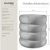 Taburete Almacenaje Bouclé, Carga: 120 kg, MDF, Puff Almacenaje, Taburete Dormitorio, Reposapies Puff, Zapatero Entrada Recibidor, Asiento Acolchado, Ideal Salón Hogar - 42 x 47 cm Crema - details 63