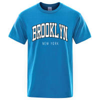 Camiseta holgada informal con letras de Brooklyn de Nueva York para hombre, Top 100% algodón, camiseta de Hip Hop de moda transpirable - details 15