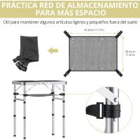 Mesa de Camping Plegable Portátil 60x40x25.4/49/67cm Altura Ajustable Impermeable Negro - details 14