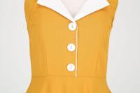 Hepburn-falda retro para mujer, color de choque, solapas, espalda abierta, cuello colgante, vestido de fiesta - details 5