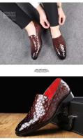 Zapatos casuales italianos del vestido de la PU marrón coreano, mocasines de cuero genuino de los zapatos de los hombres de los deportes - details 3