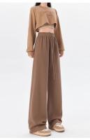 Primavera otoño mujer pantalones largos Casual pierna ancha cintura elástica Mujer Pantalones rectos de punto 2024 Pantalones deportivos pantalones sueltos - details 2