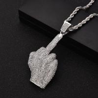 Collar con colgante de dedo medio para hombres y mujeres, joyería de ciclismo, Rap, Hip Hop, hielo, nuevo - details 6