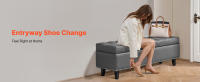 Banco Otomano de Almacenamiento con Botones SucceBuy, Asiento de Cuero Sintético con Almacenamiento Oculto y Patas de Madera, Elegante Banco para Zapatos para la Entrada, Banco Tapizado para Dormitorio, Sala de Estar o Comedor, Gris - details 9