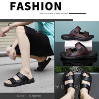 Zapatillas De Hombre Para Exterior En Cuero Ligero Flip-flops Verano Casual Playa Sandalias Hombre Plataforma Antideslizante Cómodas Clásicas - details 1