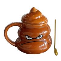 Taza de Cerámica con Forma de Caca Taza Creativa de Café de 480ml con Cuchara - details 0