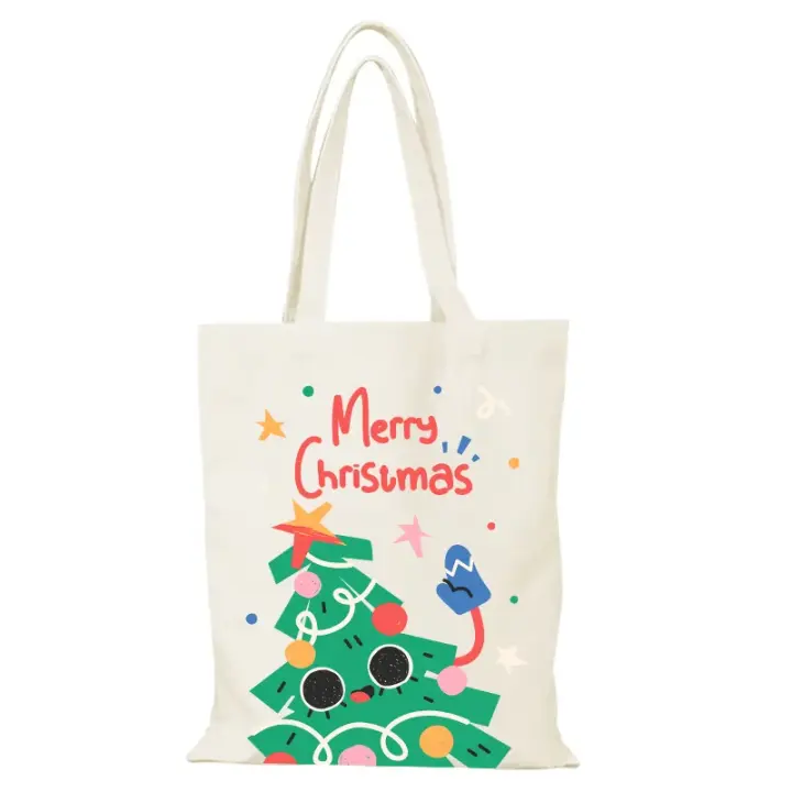 Regalos de Navidad, bolso de mano para hombre, bolsos de moda de dibujos animados para mujer, bolso de hombro para mujer, bolsos de compras ecológicos, compras, tela de playa, lona - 1