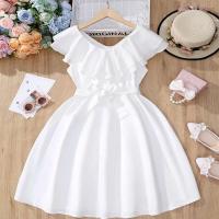 Vestido de princesa sin mangas para niña, vestido de esponja de color sólido, cinturón estable, casual, fiesta de cumpleaños, verano - details 1