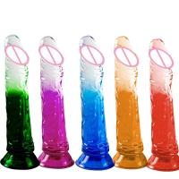 Muggle de Cristal Jelly Grande Silicona Penis para Mujeres Estimulador de Punto G-spot - details 0