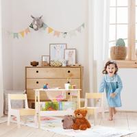 Mesa y Sillas Infantiles Juego de Mesa y Sillas de Fibra Blanco/Beige Almacenamiento - details 2