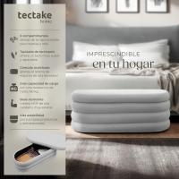 Taburete Almacenaje Bouclé, Carga: 120 kg, MDF, Puff Almacenaje, Taburete Dormitorio, Reposapies Puff, Zapatero Entrada Recibidor, Asiento Acolchado, Ideal Salón Hogar - 42 x 47 cm Crema - details 49