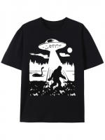 Camiseta casual de manga corta para verano, camisetas con estampado de OVNI y mono para hombres - details 0