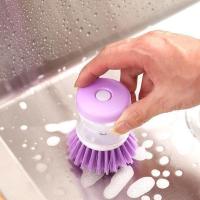 Plato para olla de lavado de cocina con relleno de líquido al presionar no daña la sartén, dispensador automático de cepillo de limpieza - details 22
