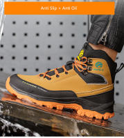 Zapatos de seguridad para hombre, zapatillas de trabajo impermeables, botas altas ANTIPERFORACIONES, punta de acero, con protección - details 8