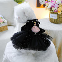Vestido De Novia De Rosa Sahara Gruesa Para Perro Pequeño Y Mediano Color Negro Adecuado Para Otoño E Invierno Ropa De Mascota - details 0