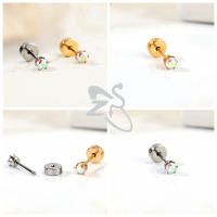 ZS-pendientes de acero inoxidable para mujer y niña, aretes de 20G con forma de corazón, estrella, Circonia cúbica, cristal, Piercing para el lóbulo y la hélice del cartílago, 1 unidad - details 2