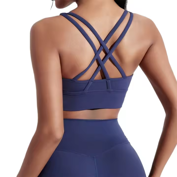 Sujetador deportivo Fiess con espalda cruzada para mujer, Top ajustado de alta resistencia, ropa interior de entrenamiento integral para gimnasio y Yoga con almohadilla para el pecho, Color sólido - 1
