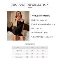 Vestido corto pequeño y fresco para mujer, pijama informal transpirable para el hogar, ropa de estar por casa de seda simulada de color sólido - details 0