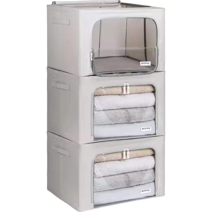 Cajas de Almacenamiento de Ropa de Metal 50 x 33 x 40 cm Organizador de Armario con Cremallera - 1
