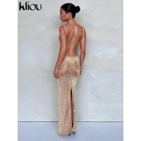 Vestido Largo Brillante de Kliou Mango de Espalda Transparente Elegante para Mujeres en Verano - details 10
