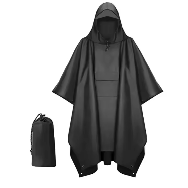 Poncho de lluvia con capucha para adultos, impermeable, ligero, Unisex, para senderismo, Camping, emergencia - 1