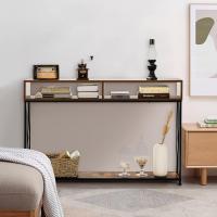 Mesa de Consola Industrial de 3 Niveles Estrecha Rectangular con 2 Cubos Abiertos y 1 Estante Inferior Estructura de Metal 120 x 23 x 79 cm Para Sala de Estar y Dormitorio - details 15