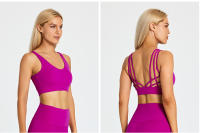 SHINBENE-Sujetador deportivo con tirantes para mujer, sostén deportivo con escote en V, espalda cruzada, acolchado, entrenamiento, Yoga - details 19
