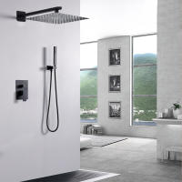 Grifo de ducha empotrado, conjunto completo de ducha de mano, sistema de lluvia, cabezal de ducha, cascada, cuadrado - details 2