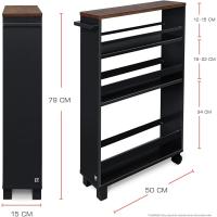 Carrito Auxiliar con Ruedas Hylla Mueble Auxiliar para Almacenamiento Verdulero o Mesa Auxiliar con 2 Ruedas, 2 Piernas, 3 Compartimentos y Superficie - details 9