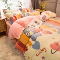 Sábana de Terciopelo Cálido Coral para Invierno con Estampado de Flor Hueso de Couette Suave y Grueso 240x220 - details 11