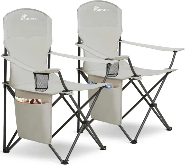 Silla de Camping-BK-2Pcs-104004 Camping, Negro, Talla única - 1