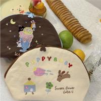 Bolsa de cosméticos con bordado de dibujos animados, bolsa de maquillaje de nailon portátil de tela, bolsa de almacenamiento multifuncional de gran capacidad para el cuidado de la piel para mujer - details 3
