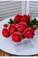Ramo de flores artificiales de peonía de 3 cabezas, estilo europeo, decoración del hogar, jardín, sala de estar, suministros de fiesta de boda, flores falsas - details 5