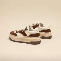 Nuevas zapatillas de deporte blancas puras con aumento de altura para mujer, zapatos de Skate de cuero de vaca Real de alta calidad con clase, informales para niñas, marca - details 3
