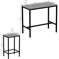Juego de Mesa de Bar de 2 plazas, Mesa de Desayuno con 2 taburetes de Bar, Marco de Acero Industrial (Gris) - details 2