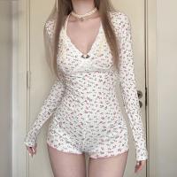 Camisola Floral Miravia Mono Corto de Encaje Primavera/Verano 2024 Pijama Sensual con Mangas Largas para Casa Conjunto de Dormir Sexy Moda Hogar Trendy - details 8
