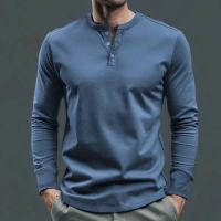 Día del padre Ropa transfronteriza de primavera y otoño Camiseta para hombres europeos y americanos Camisa básica Henry de manga larga para hombres - details 26