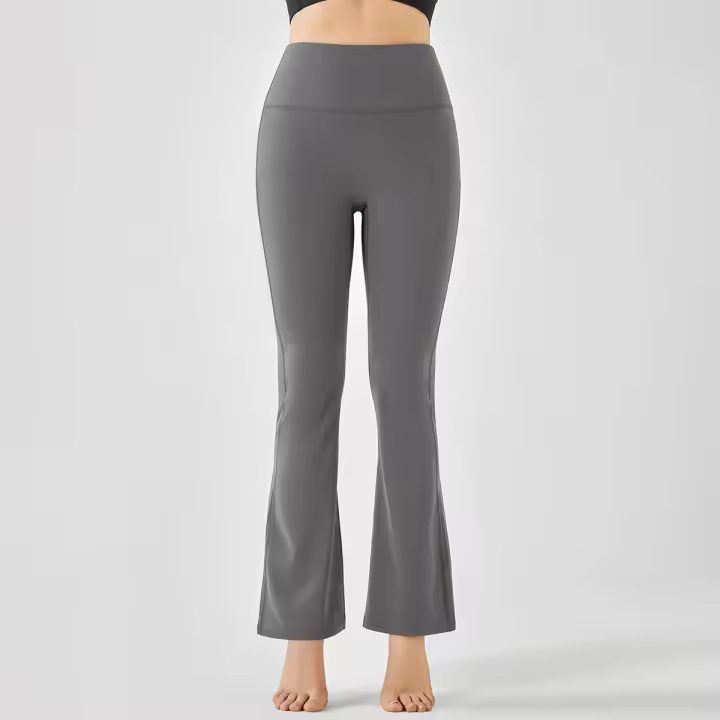 Hamidou-mallas de Yoga de cintura alta para mujer, pantalones de entrenamiento elásticos, de pierna ancha, acampanados, de color sólido, para Fitness - 1