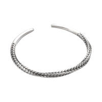 Retro Fashion Man Open Bracelet Engraved Leaf Design Bracelet Gifts To Friends Jewelry - details 6