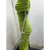 2025 vestido plisado de hombro de una palabra de primavera, falda de fondo dividida delgada y delgada, vestido, vestido largo - details 33