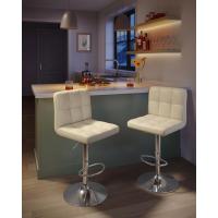Taburete de Bar Juego de 2 Regulable en Altura, Sillas de Cocina Giratorias en 360° con Resalto y Reposapiés, Acero Cromado, Blanco LJB64W - details 29