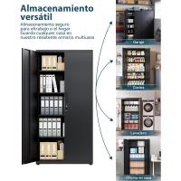 Armario de Garaje de 5 Estantes con Cerradura, Armario de Oficina con Estantes Ajustables, para Oficina, Garaje y Lavadero, Negro - details 3