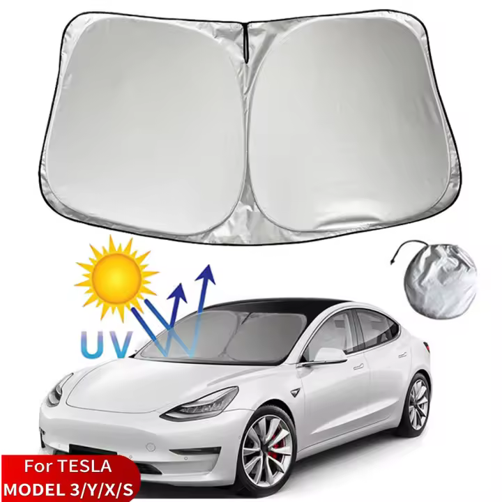 Parabrisas mejorados para Tesla Model 3 Y Parabrisas 2017 2018 2019 2020 2021 2022 2023 2024 2025 2026, Tela de protección UV mejorada, Accesorios plegables de tamaño completo - 1
